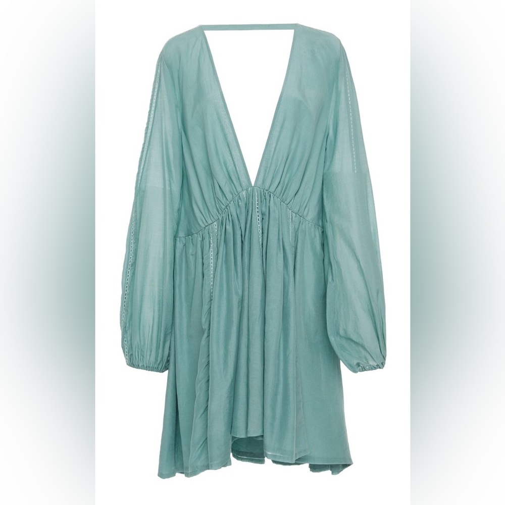 Kalita Green Aphrodite Cloud Tunic‎ Mini Dress Cotton Silk Blend  V Neckline XS